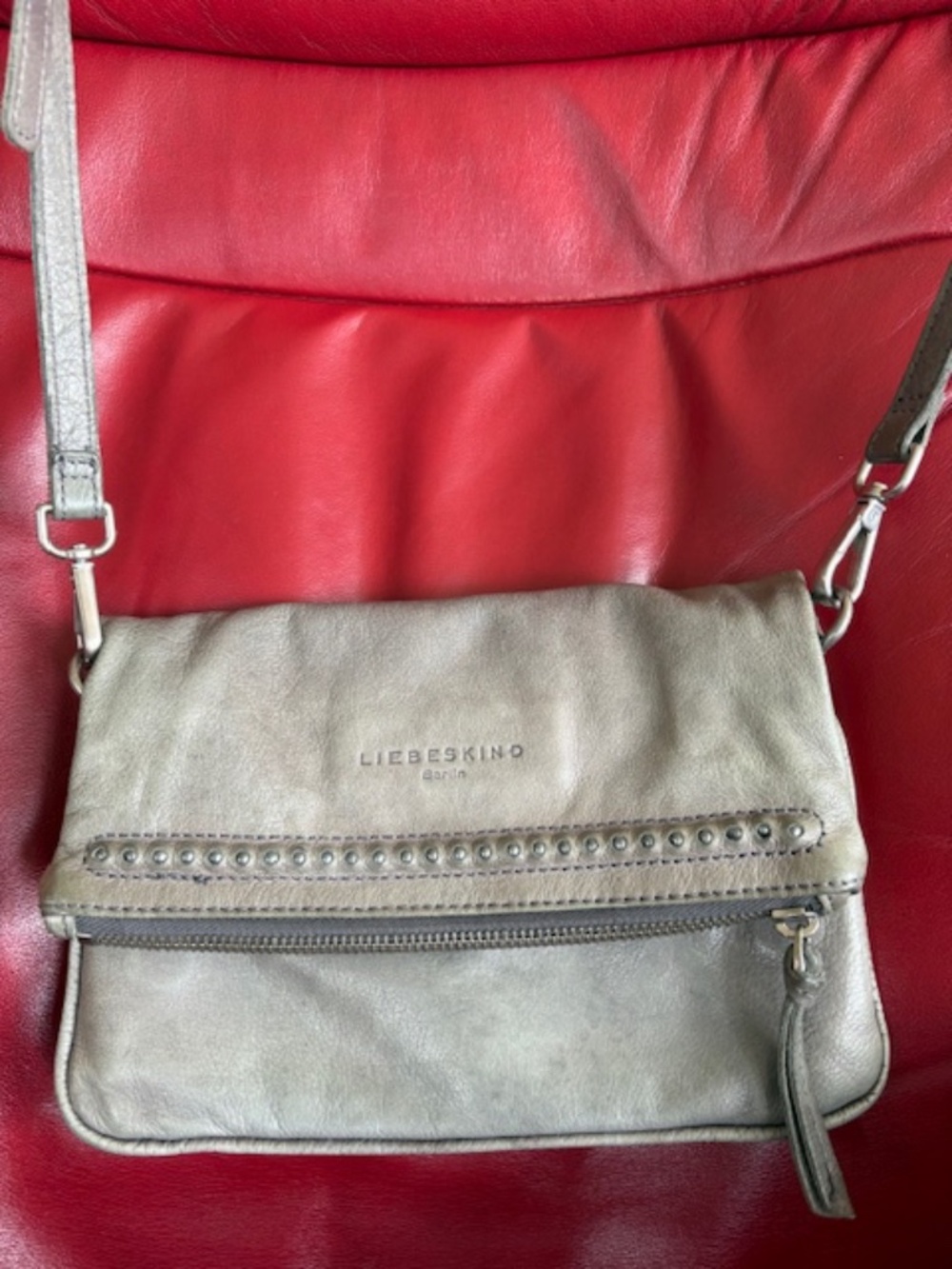 LIEBESKIND Berlin full grain leather crossbody bag taupe